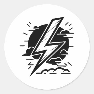 Abstracte Lightning Art in BW Ronde Sticker