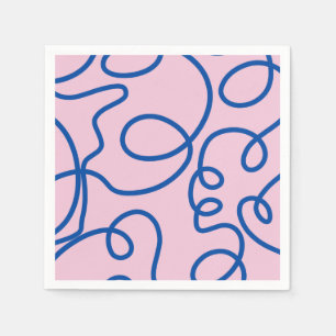 Abstracte lijn Art Retro roze en blauw Servet