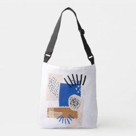 Abstracte lijn Blauw en beige Crossbody Tas