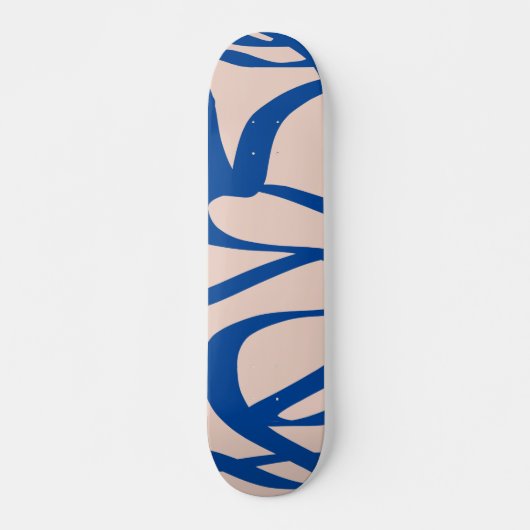 Abstracte lijn Blauw en beige Skateboard (Voorkant)