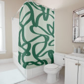 Abstracte lijn Groene penseelstreken Douchegordijn (In situ)