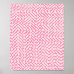 Abstracte lijn preppy roze patroon poster