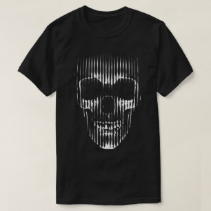 Abstracte lijn schedel illusie t-shirt