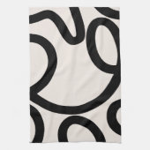 Abstracte lijn zwart en wit theedoek (Verticaal)