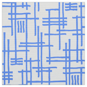 Abstracte lijnen 120923 - Baby Blauw op Wit Stof