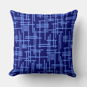 Abstracte lijnen 120923 - Babyblauw op donkerblauw Kussen