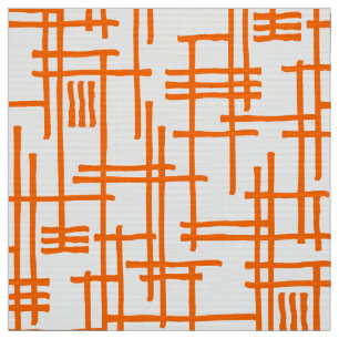 Abstracte Lijnen 120923 - Sinaasappel op Wit Stof