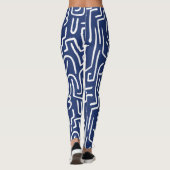 Abstracte lijnen 130318 - Wit op #1D336D Blauw Leggings (Achterkant)