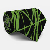 Abstracte lijnen - Avocado Green op zwart Stropdas (Opgerold)