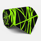 Abstracte lijnen - Chartreuse op zwart Stropdas (Opgerold)