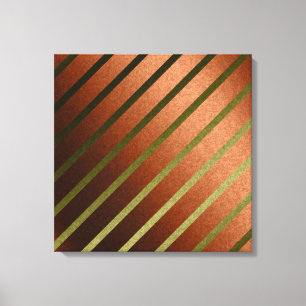 Abstracte lijnen Faux Oranje Gele Folie Canvas Kun Afdruk