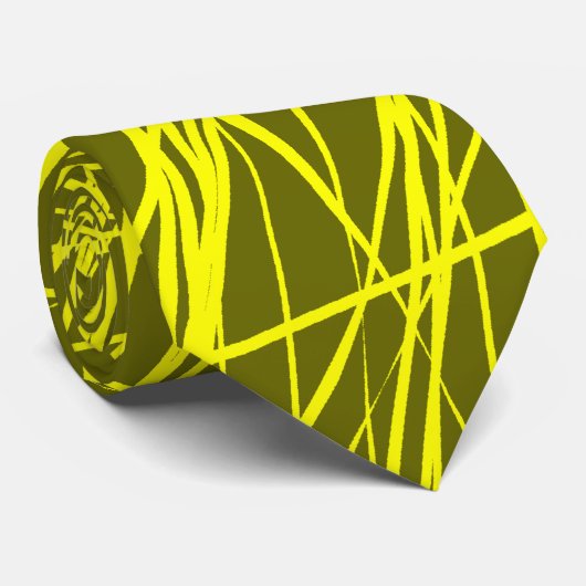 Abstracte lijnen - Geel op 66600 Stropdas (Opgerold)