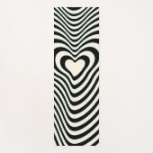 Abstracte Lijnen Harten in zwart en Amandelcrème Yogamat (Voorkant)