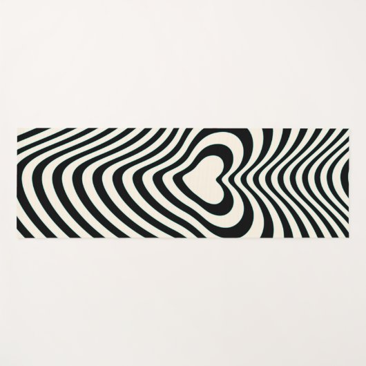 Abstracte Lijnen Harten in zwart en Amandelcrème Yogamat (Voorkant (horizontaal))