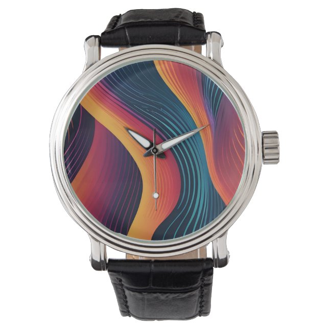 Abstracte lijnen kunstpatroon horloge (Voorkant)