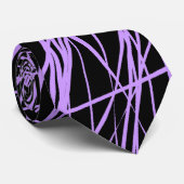 Abstracte lijnen - Pasen Paars op zwart Stropdas (Opgerold)