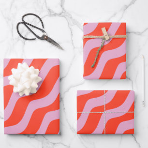 Abstracte lijnen Retro Roze  Zebrastripes Inpakpapier Vel