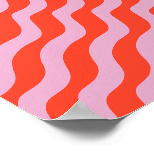 Abstracte lijnen Retro Roze Zebrastripes Poster (Hoek)