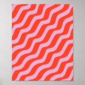Abstracte lijnen Retro Roze Zebrastripes Poster (Voorkant)