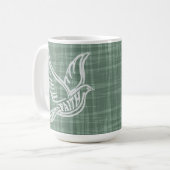 Abstracte lijnen van duif met geloof in het lichaa koffiemok (Voorkant links)