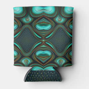Abstracte lijnen Zwart Goud Turquoise Art Blikjeskoeler