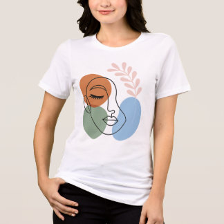 Abstracte lijnkunst gezicht met botanische flair Tri-Blend shirt