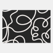 Abstracte lijnpenseelstreken zwart en wit inpakpapier vel (Voorkant 2)