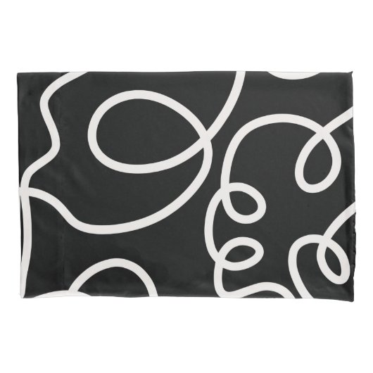 Abstracte lijnpenseelstreken zwart en wit kussensloop (Voorkant)
