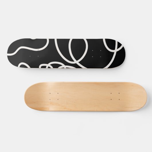 Abstracte lijnpenseelstreken zwart en wit skateboard (Horizontaal)