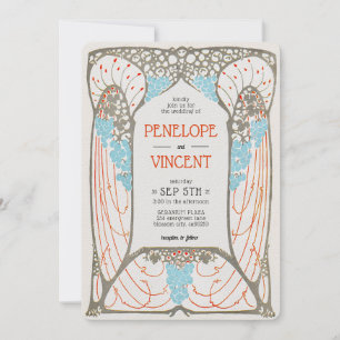 Abstracte Lijst Letterpress Style Wedding Kaart