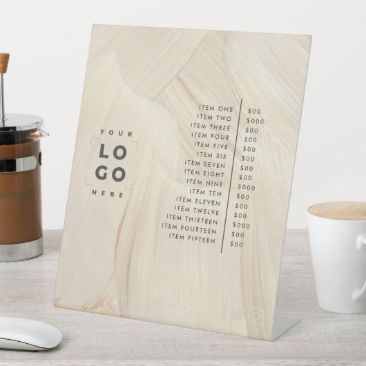 Abstracte lijst van onbewerkte natuurlijke legante reclamebord met voetstuk (Insitu)