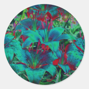 Abstracte Lily Flowers Ronde Sticker