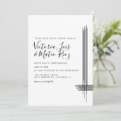 Abstracte Lines Black White Modern Wedding Kaart (Staand voorkant)
