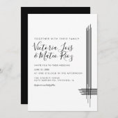 Abstracte Lines Black White Modern Wedding Kaart (Voorkant / Achterkant)