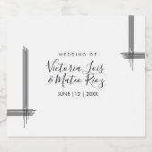 Abstracte Lines Black White Modern Wedding Sparkling Wijnetiket (Enkel label)