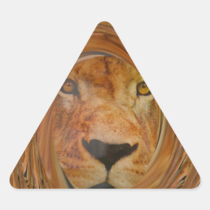 Abstracte Lion Safari Art Print Driehoek Sticker