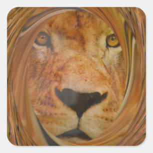 Abstracte Lion Safari Art Print Vierkante Sticker