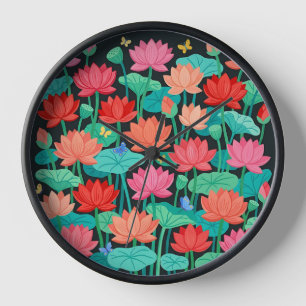 Abstracte Lotus Tuin Vlinders Kunst Klokken