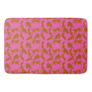Abstracte luipaarden met rode lippen en bonnen badmat