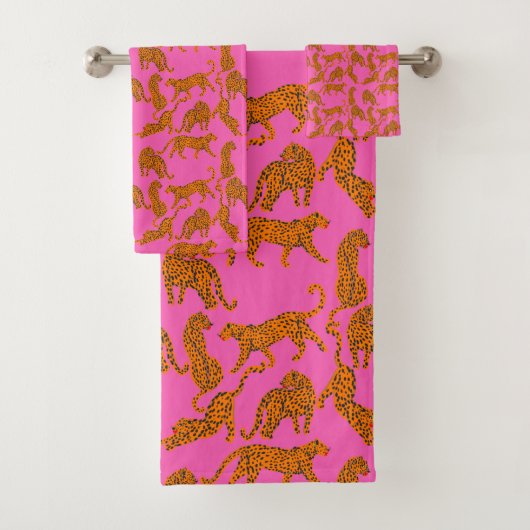 Abstracte luipaarden met rode lippen en inkomsten bad handdoek (Insitu)