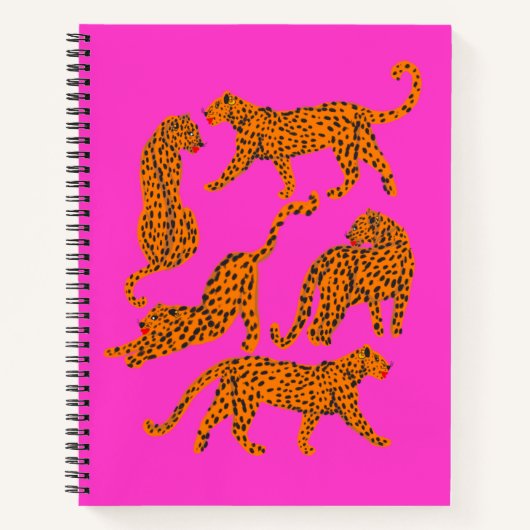 Abstracte luipaarden met rode lippen illustratie notitieboek (Voorkant)