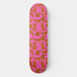 Abstracte luipaarden met rode lippen skateboard