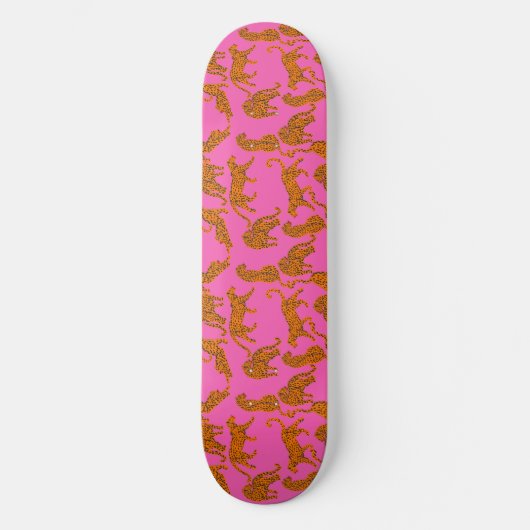 Abstracte luipaarden met rode lippen skateboard (Voorkant)
