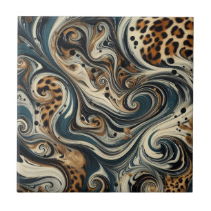 Abstracte Luipaardprint Draaikolk Tegeltje