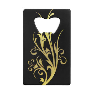 Abstracte Luxe Faux Gold Flower Kredietkaart Flessenopener