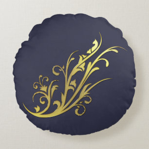 Abstracte luxe nepgouden bloem rond kussen