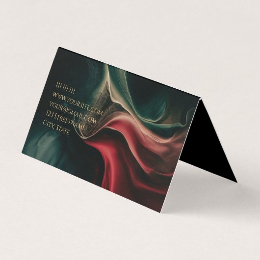 Abstracte luxe zwart rood groen goud Two-Fold Visitekaartjes (Achterkant)