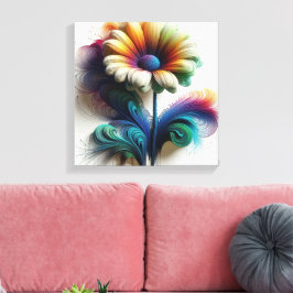 Abstracte madeliefjes in elektromagnetische golven canvas afdruk