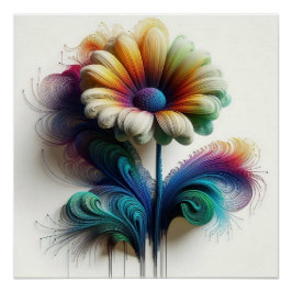 Abstracte madeliefjes in elektromagnetische golven perfect poster