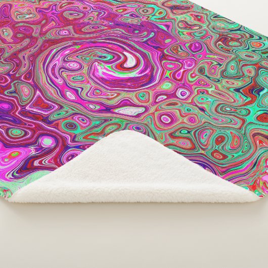 Abstracte magenta en groene retrorvloeistof sherpa deken (3/4)